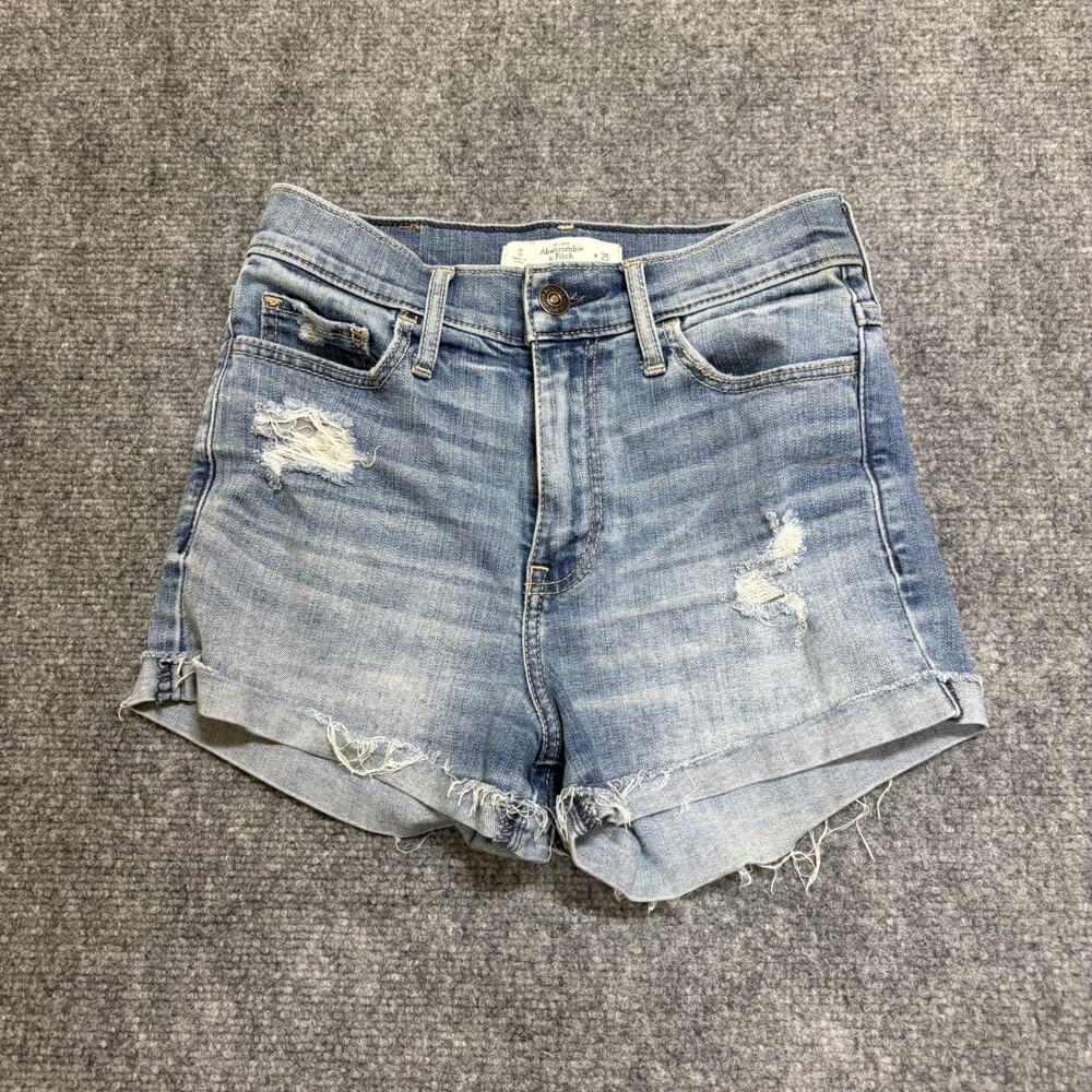 Abercrombie & Fitch Women’s Size 0 Ripped Light Ankle High Rise Denim Shorts